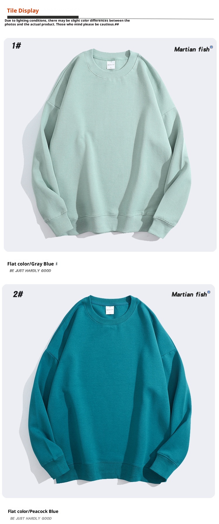 Sudadera unisex oversize de algodón saludable de 300 g, color liso, cuello redondo y hombros caídos. Ideal para padres e hijos._voghion.com