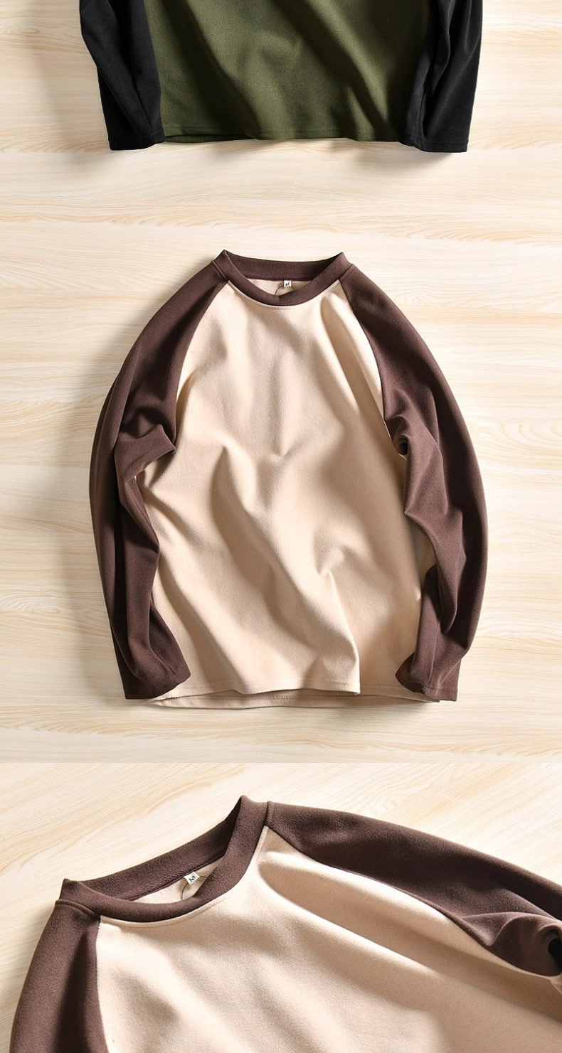 Jungen-Doppelseitiges Thermofleece-Raglan-Langarmshirt für Herren, warmes Patchwork-Farbblock-Shirt für Herbst und Winter_voghion.com