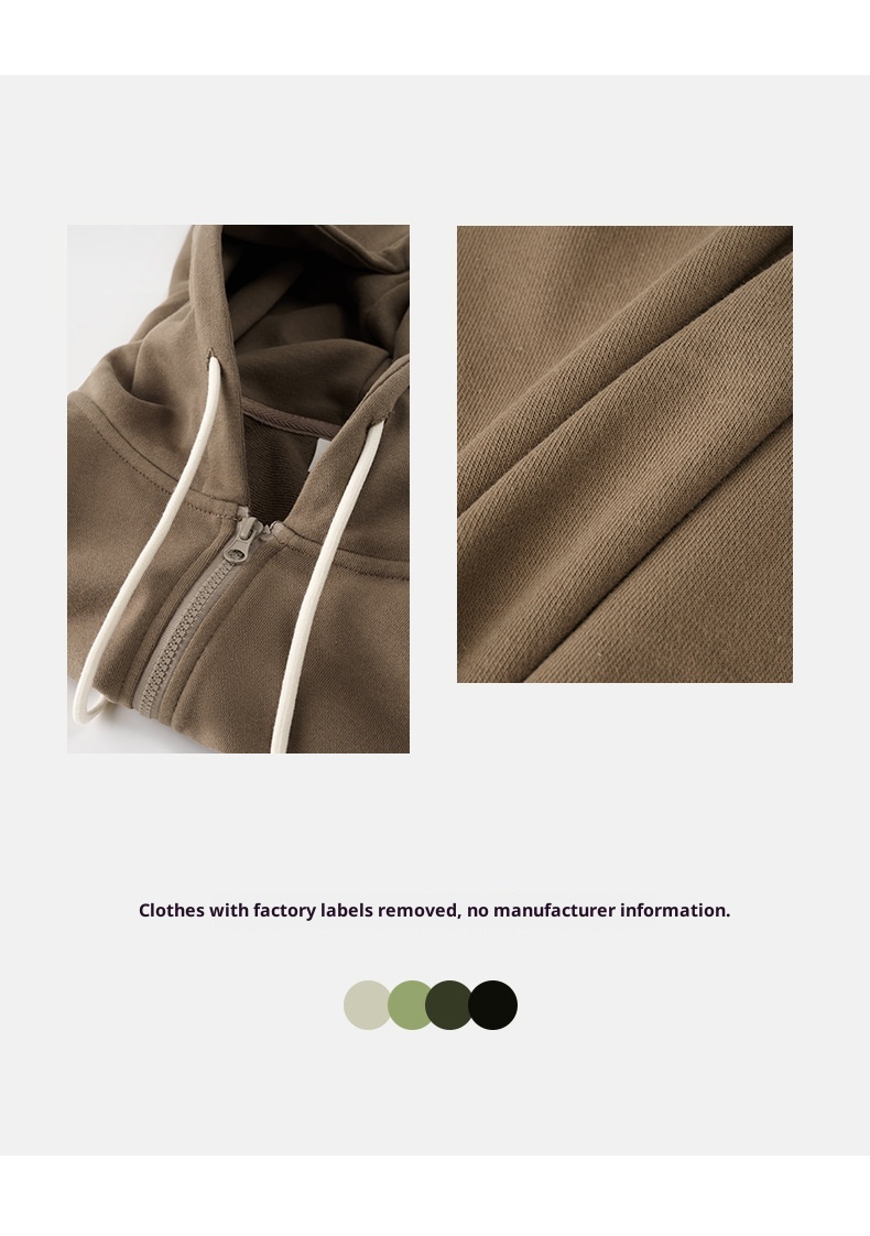 600g męska kurtka kardigan American Heavyweight Silver Fox Fleece, jesień-zima, pogrubiona i podszyta, jednolity kolor,_voghion.com