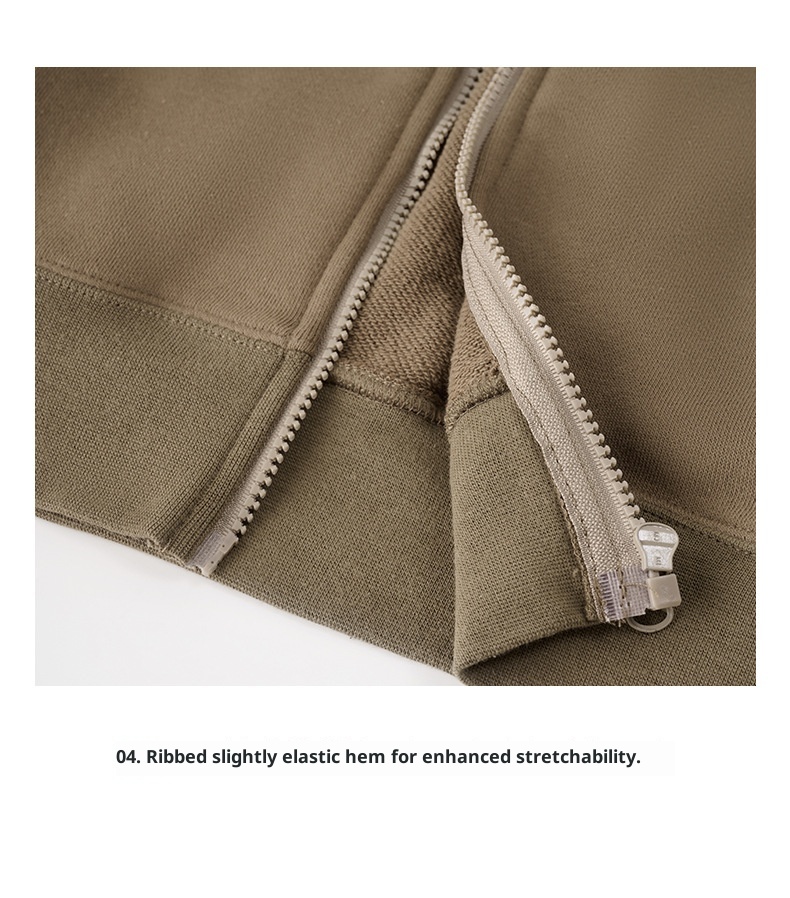 600g męska kurtka kardigan American Heavyweight Silver Fox Fleece, jesień-zima, pogrubiona i podszyta, jednolity kolor,_voghion.com