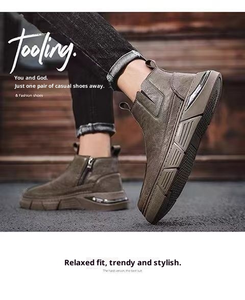 ShoeGlobe, stivali da trekking sportivi casual da uomo, impermeabili, antiscivolo, resistenti all'usura, retrò, stile britannico, autunnali, inodore_voghion.com