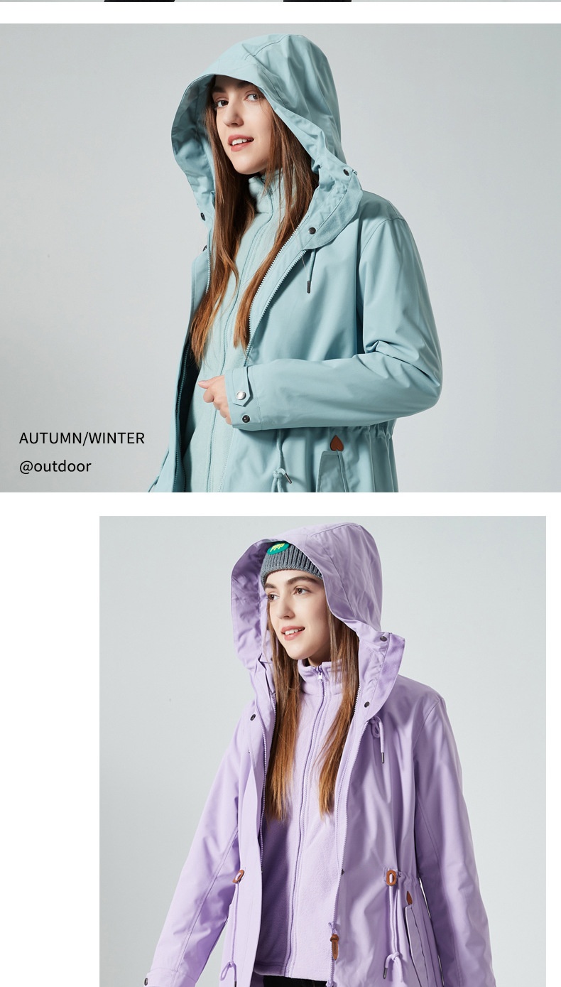 Giacca impermeabile antivento trench di media lunghezza da donna ActiveGo, modello invernale 3 in 1, molto venduta oltre confine_voghion.com