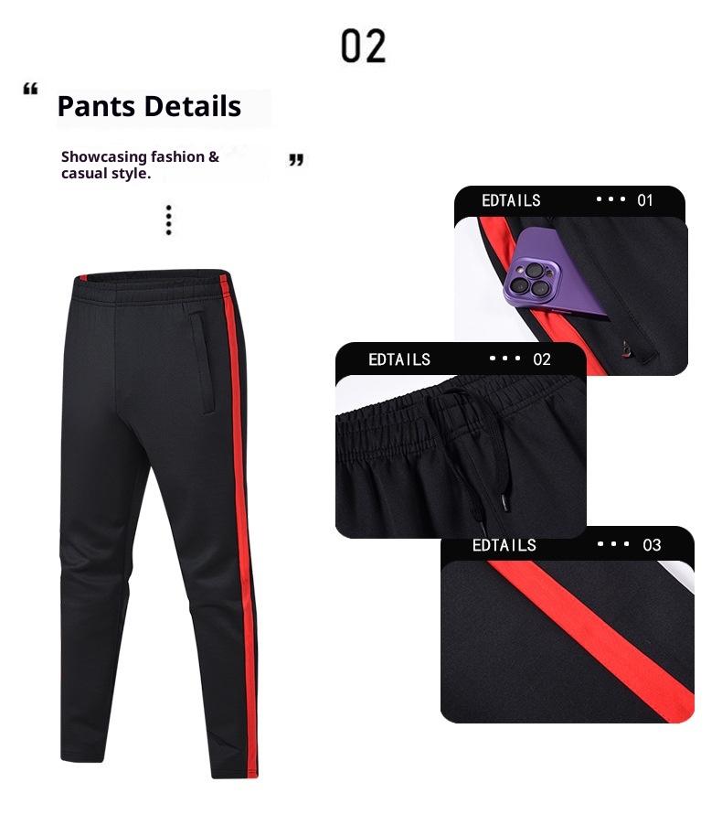 001 Cross-Border Casual Men Outdoor Sports Spring Autumn Sweatshirt Jacket School Group Uniform Two-Piece Set_voghion.com