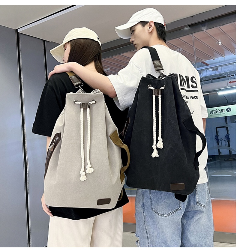 ActiveGo Large Capacity Bucket 2023 New Simple Sports Gym Men's Bag Japanese Style Casual Outdoor Backpack_voghion.com