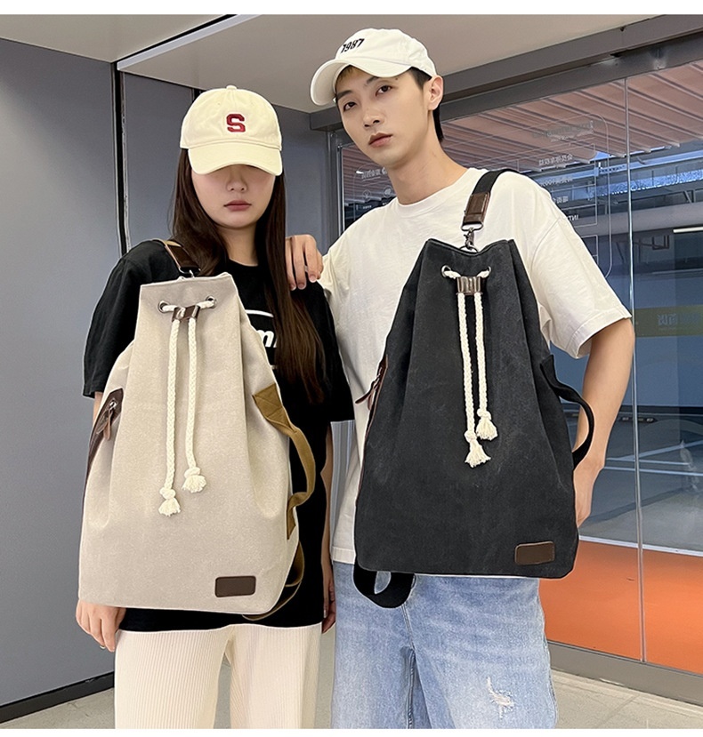 ActiveGo Large Capacity Bucket 2023 New Simple Sports Gym Men's Bag Japanese Style Casual Outdoor Backpack_voghion.com