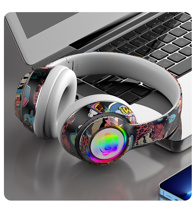 3c New Chinese Trend Graffiti Bluetooth Headphones Over-Ear Mobile Phone Wireless Sports Gaming Headset Universal Wholesale_voghion.com