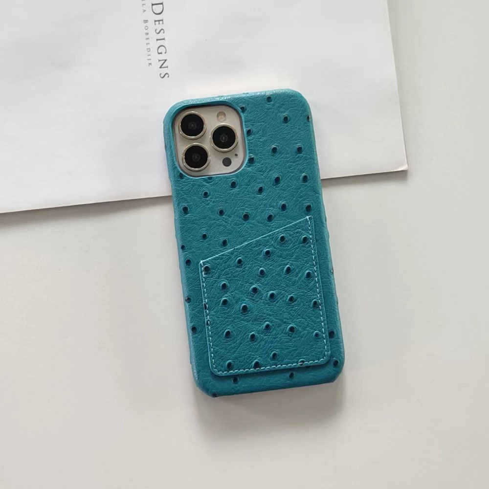 TechGlobe Ostrich Pattern Compatible With 15/14/16e Coin Card Holder 16promax17pro Phone Case Heat Dissipation Upgrade_voghion.com