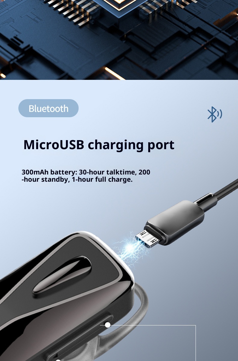 Écouteurs intra-auriculaires Bluetooth sans fil 3c Cross-Border M-C8 avec crochet d'oreille, longue autonomie, étanches, pour le sport et réduction de bruit (Huaqiangbei)_voghion.com