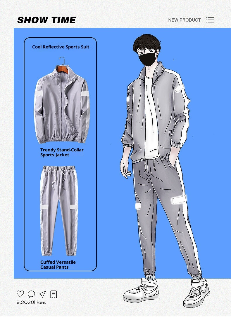 001 2022 Spring And Autumn Casual Sports Suit Korean Version Trendy Handsome Long Sleeve Jacket Men's Two-piece Set_voghion.com