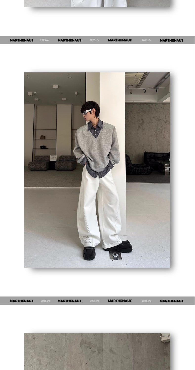 boy Boy Autumn Winter Niche Design Two-Piece Patchwork Sweatshirt Men's Korean Style Solid Color Versatile Loose Top_voghion.com