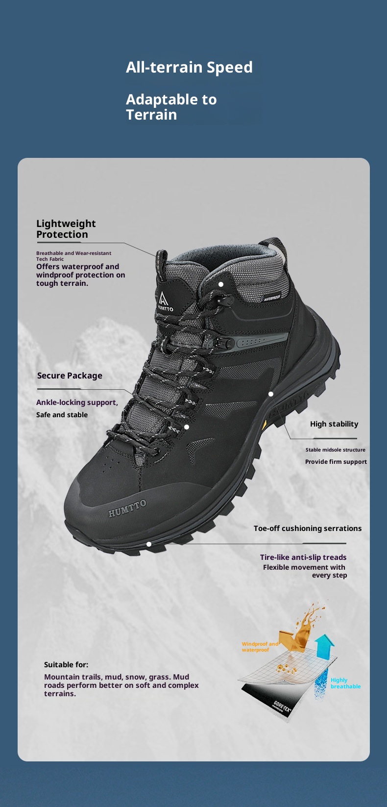 ShoeGlobe Hantu Outdoor Hiking Men, Autumn And Winter New High-top Anti-slip Waterproof Cushioning Wear-resistant Breathable_voghion.com