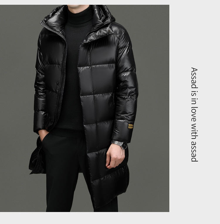 boy High-end Black Gold White Goose Thickened Down Jacket Winter Mid-length Casual Cold-proof Warm Coat Men's Trendy_voghion.com