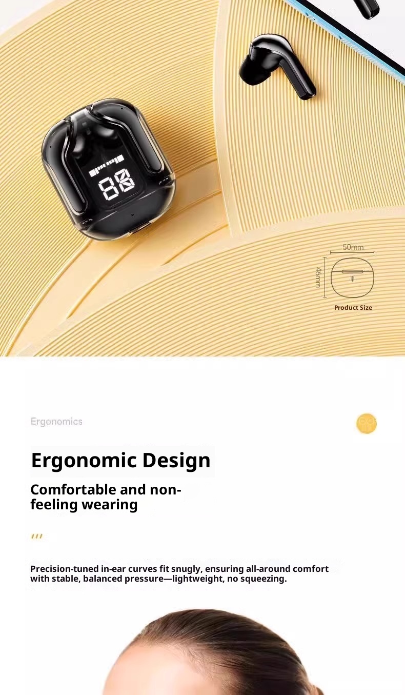 3c 2025 New Transparent Digital Display XT16 Wireless Cross-border AI31 Bluetooth Earphones Noise Reduction_voghion.com