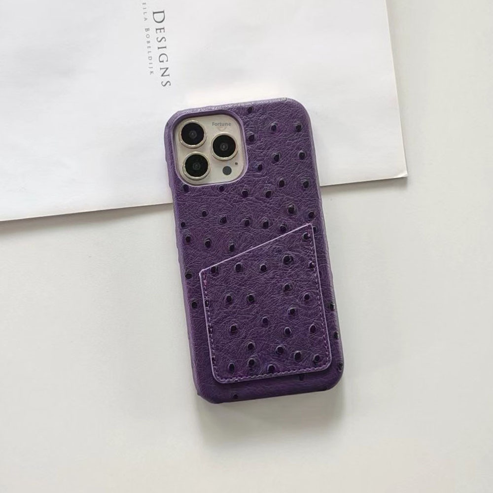 TechGlobe Ostrich Pattern Compatible With 15/14/16e Coin Card Holder 16promax17pro Phone Case Heat Dissipation Upgrade_voghion.com