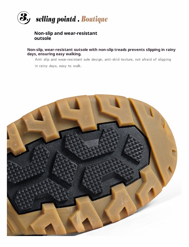 ShoeGlobe Cross-Border Russland Ukraine Herbst Winter Schwarzer Herren-Flachabsatz mit rutschfester Sohle, verdickter Schaft, griffig, für Wanderungen, sofort lieferbar_voghion.com