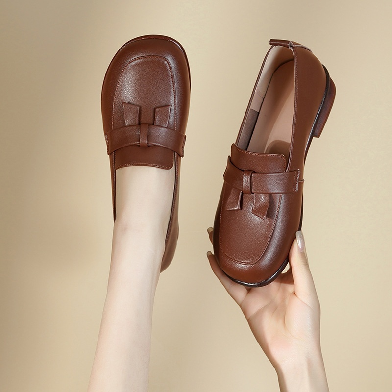 Loafers Dames Lente Herfst Nieuwe Britse Stijl Kleine Echte Lederen Zachte Zool Instappers Enkel Schoenen Voor Middelbare Leeftijd En_voghion.com