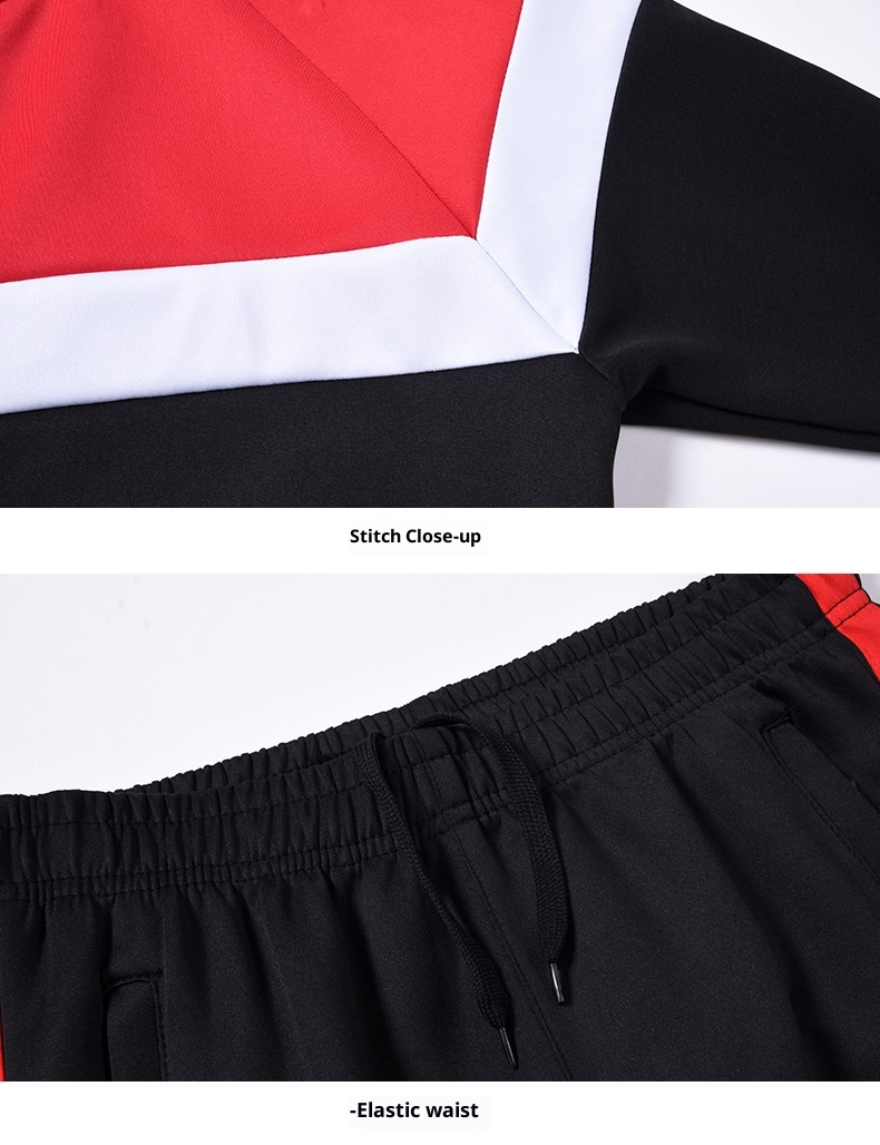 001 Cross-Border Casual Men Outdoor Sports Spring Autumn Sweatshirt Jacket School Group Uniform Two-Piece Set_voghion.com