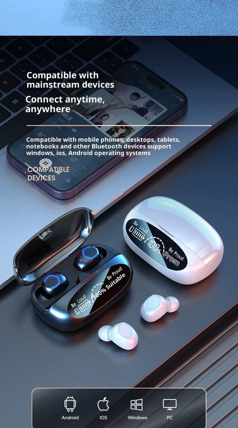 3c M9 Cross-Border New Wireless Bluetooth TWS In-Ear Long Battery Life High Sound Quality Huaqiangbei Earbuds Wholesale_voghion.com
