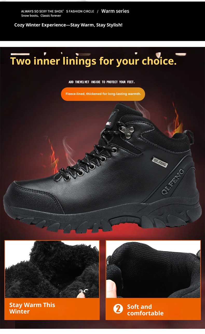 ShoeGlobe Winterschuhe mit dicker Sohle, rutschfest, wasserdicht, hoch geschnitten, für Outdoor-Aktivitäten wie Wandern und Freizeit._voghion.com