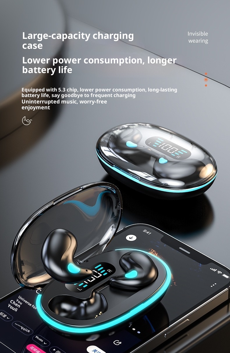 3c Bluetooth Earphones Non-In-Ear Sleep Long-Wear No Pain Ultra-Thin Bone Conduction Long Battery Wireless Life Waterproof_voghion.com