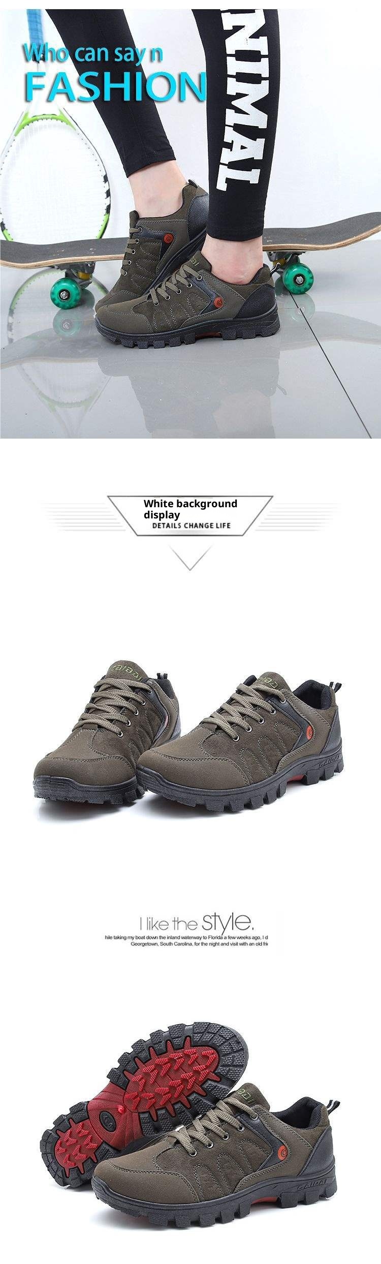 ShoeGlobe Chaussures de randonnée ShoeGlobe Nouvelles chaussures de trekking d'extérieur antidérapantes et imperméables, légères, pour l'automne, la pêche, le travail et les voyages, pour hommes, à semelle épaisse_voghion.com