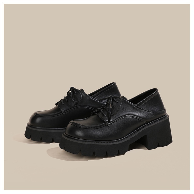 Scarpe da donna in pelle piccole taglie forti 41-43, mocassini con suola spessa, primavera autunno 2024, neri, con tacco alto e spesso, alla moda_voghion.com