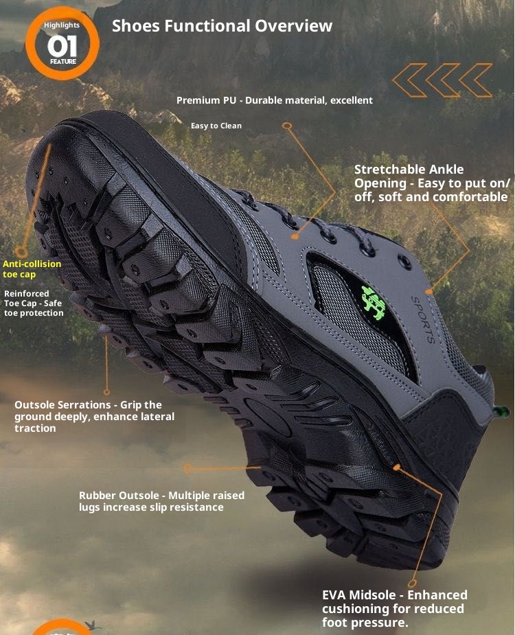 ShoeGlobe Sommer-Outdoor-Sportschuhe für Herren: Wasserdicht, rutschfest, abriebfest, atmungsaktiv, geruchshemmend, sicher für Reisen und Outdoor-Aktivitäten._voghion.com