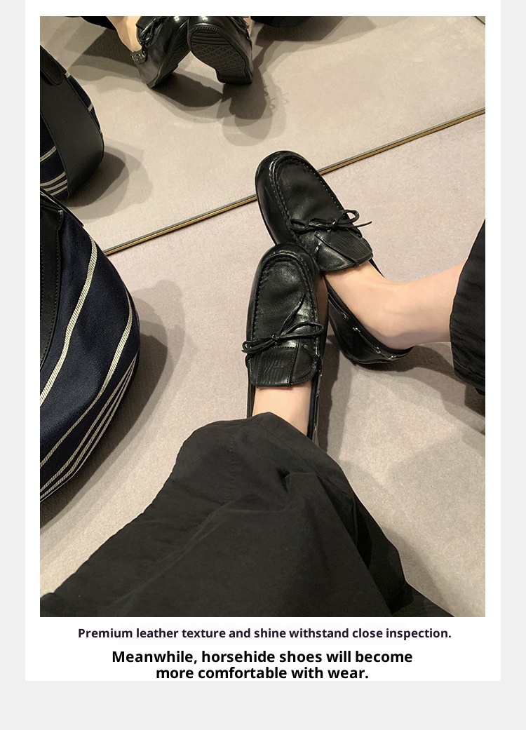 Grape Mom Same In Stock ~ Washed Horse Pattern British Style Bowknot Versatile Comfortable Loafers For Women_voghion.com