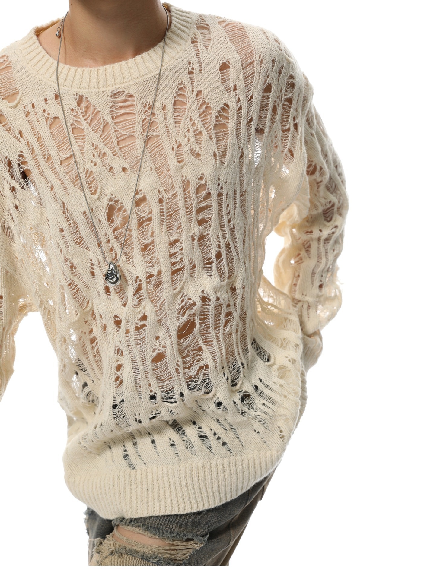 ragazzo ragazzo ragazzo inizio autunno nuovo maglione lavorato a maglia largo nicchia traforata protezione solare uomo stile coreano pigro casual top alla moda_voghion.com