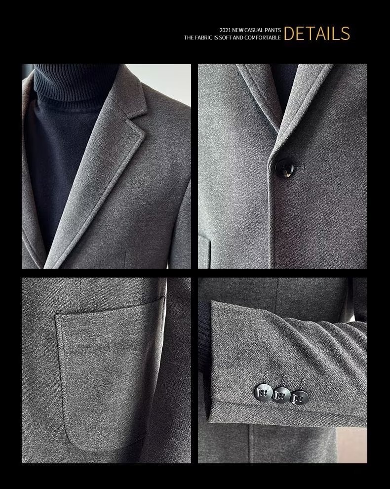 1 Yeni Küçük Yün Ceket Erkek Üstü İlkbahar ve Sonbahar Moda İş Günlük Resmi Takım Elbise Erkek_voghion.com