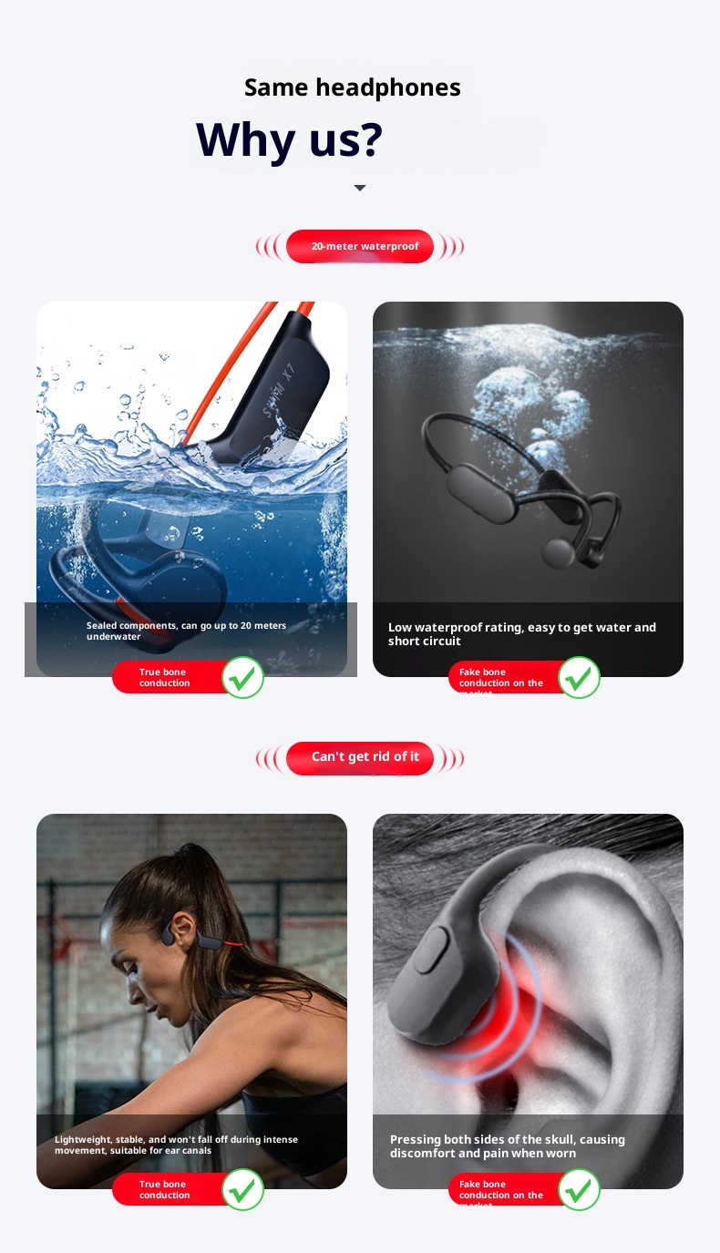 3c X7 Bone Conduction Wireless Non-In-Ear Sports Running Waterproof Over-Ear Bluetooth 5.3 Earphones_voghion.com