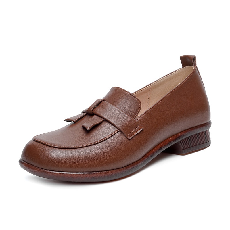 Loafers Dames Lente Herfst Nieuwe Britse Stijl Kleine Echte Lederen Zachte Zool Instappers Enkel Schoenen Voor Middelbare Leeftijd En_voghion.com