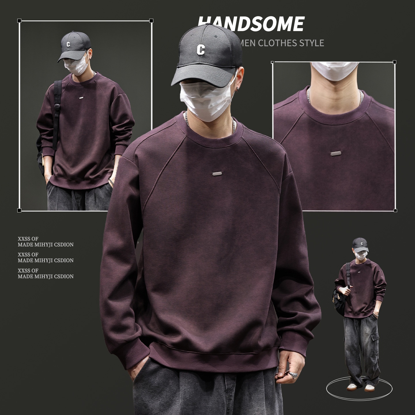 Maglietta a maniche lunghe alla moda in stile americano per uomo, 2025, nuova felpa da uomo di alta qualità, strato di base largo per giovani, per primavera e autunno_voghion.com