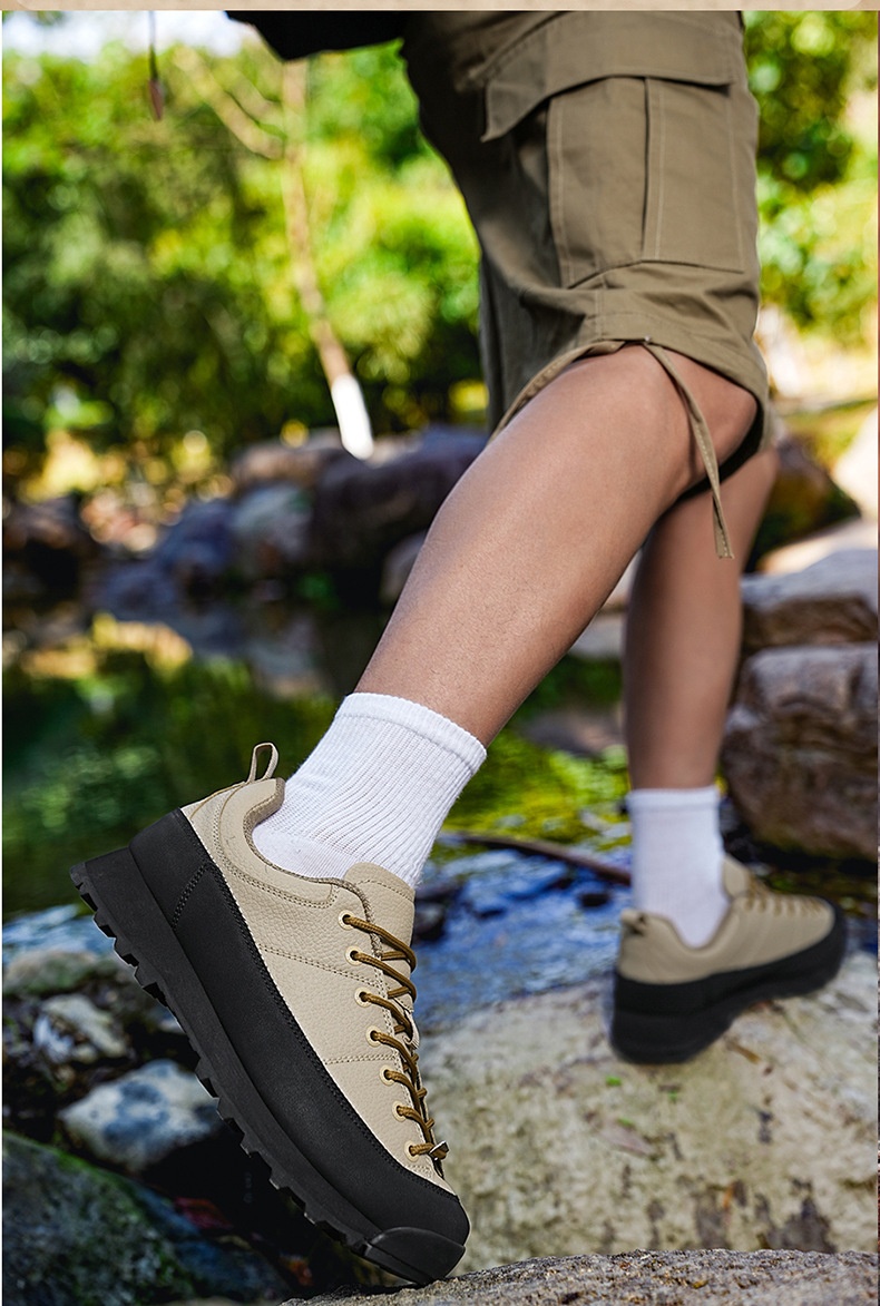 ShoeGlobe Monaco Scarpe basse da uomo in pelle per escursioni, campeggio, outdoor, impermeabili, antiscivolo, per sport di montagna_voghion.com