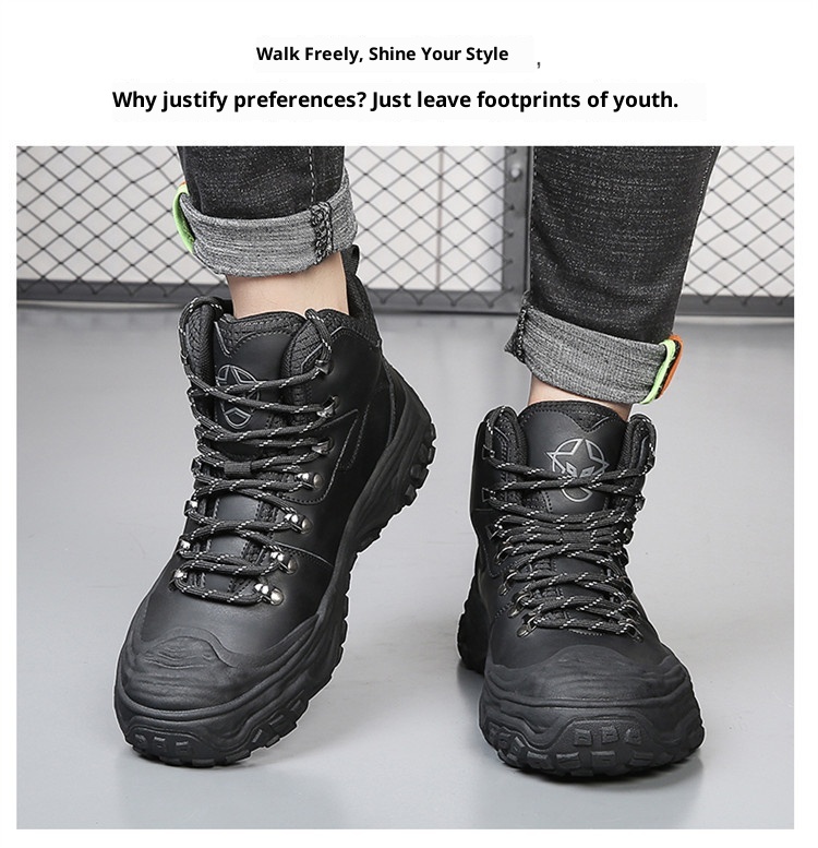 ShoeGlobe Men's Hiking Autumn Winter Outdoor Sports Casual Warm Construction Site Non-Slip Wear-Resistant Work Waterproof Trendy_voghion.com