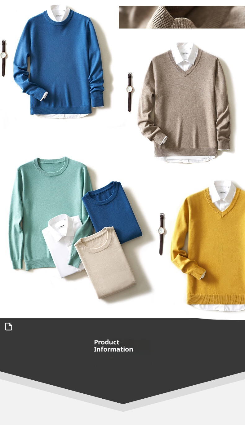 1 maglione girocollo da uomo autunno inverno con scollo a V, ampio, taglie forti, manica lunga, maglia, intimo_voghion.com