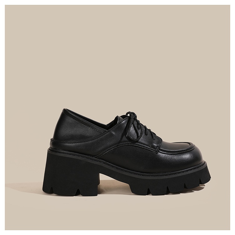 Scarpe da donna in pelle piccole taglie forti 41-43, mocassini con suola spessa, primavera autunno 2024, neri, con tacco alto e spesso, alla moda_voghion.com