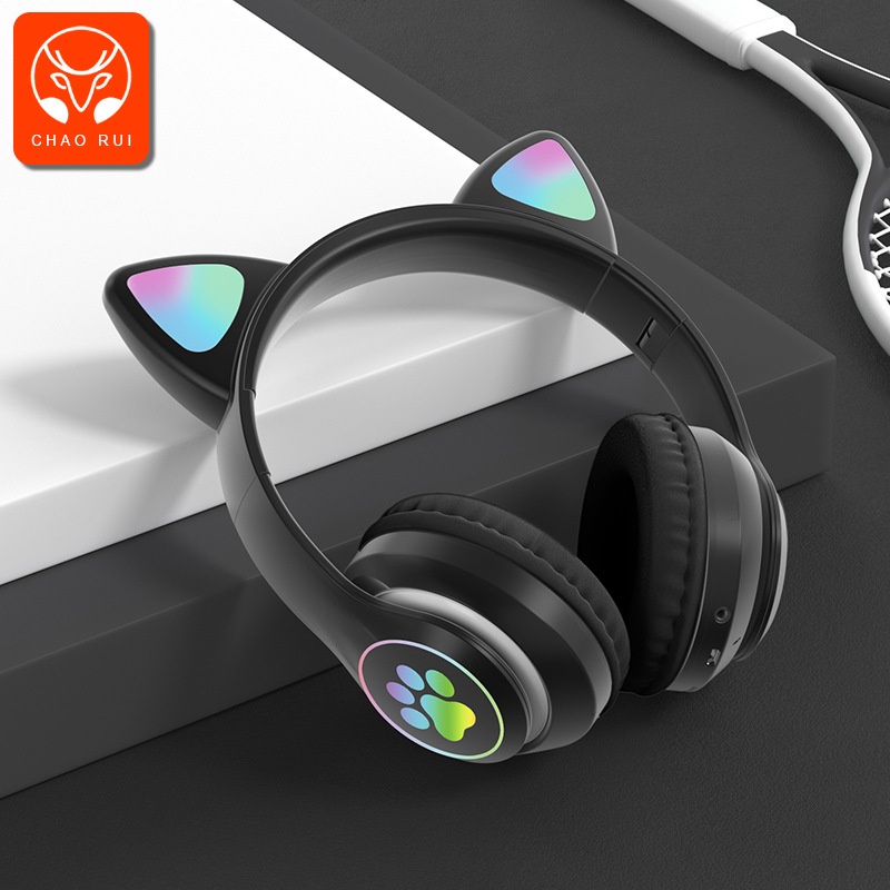 3c Cat Ear Bluetooth Headphones Over-Ear Compatible With Huawei And Wireless Sports Running Gaming Headset 5.3_voghion.com