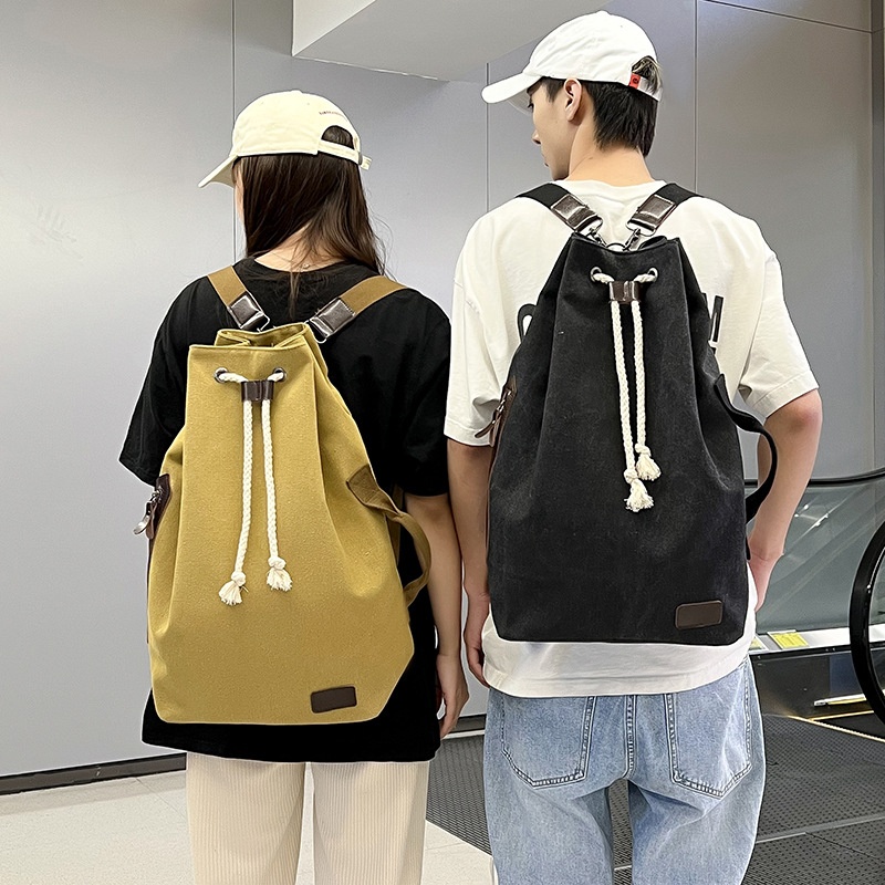 ActiveGo Large Capacity Bucket 2023 New Simple Sports Gym Men's Bag Japanese Style Casual Outdoor Backpack_voghion.com