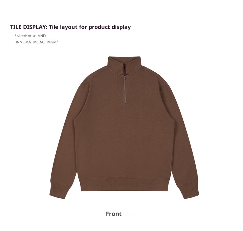 boy 350g Stand Collar For Men 2025 Autumn New Loose Heavyweight Half-Zip Men's Casual Sweatshirt With Logo Printing_voghion.com