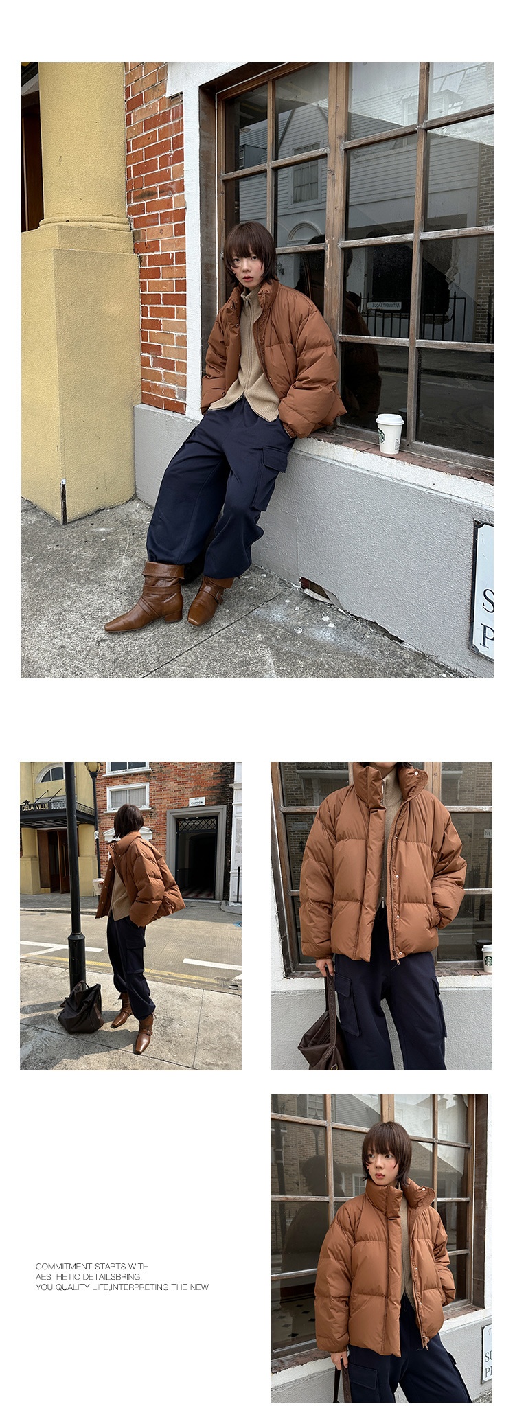 Chaqueta de plumón de pato blanca ChicShe Mulan Classic Bread 2025 Thirteen Lines Winter New 90 para mujer 202555980_voghion.com