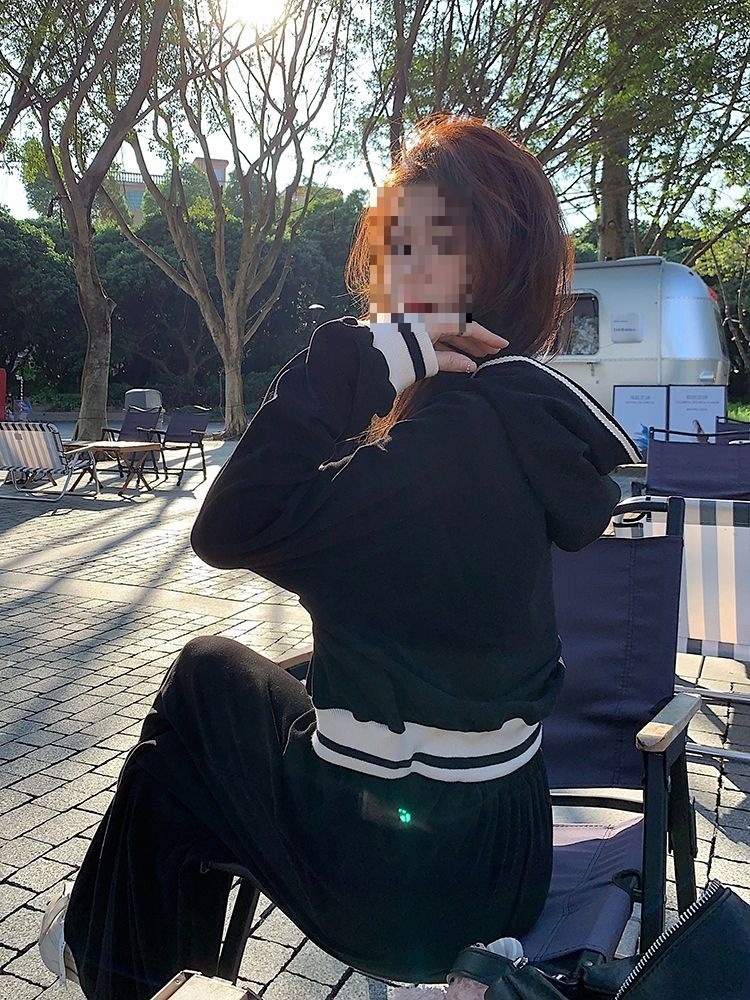 001 Modieus sportpak voor dames, lente en herfst, Koreaanse stijl, losse hoodie met capuchon, casual tweedelig setje_voghion.com