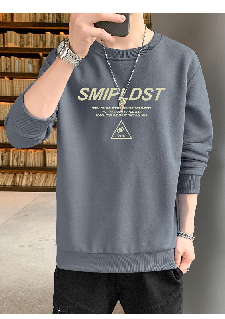 Garçon Nouveaux vêtements d'automne printemps T-shirt à manches longues Chemise de base Pull à col rond pour homme_voghion.com