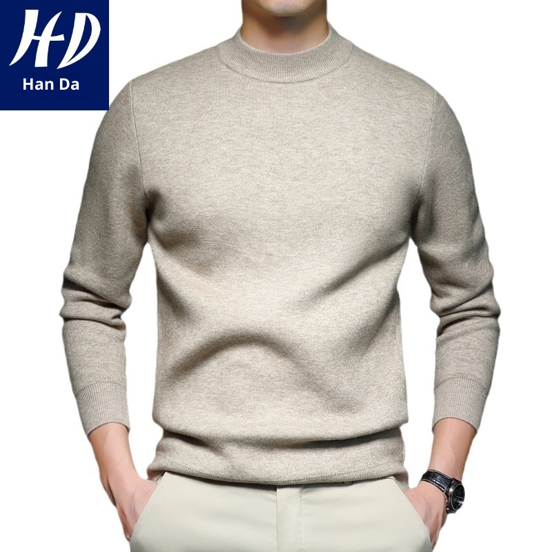 1 Factory Direct New Autumn Solid Color Half Turtleneck Slim Fit Sweater For Men Youth Base Shirt Men's Clothing_voghion.com