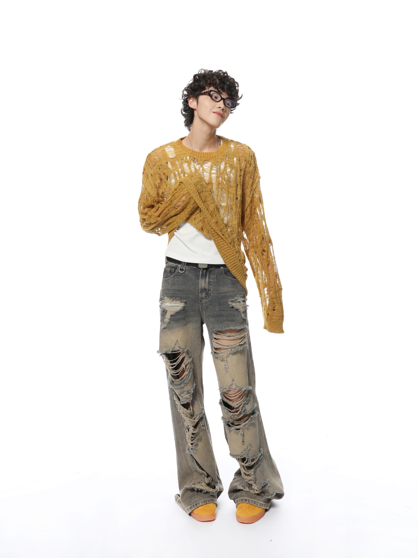 ragazzo ragazzo ragazzo inizio autunno nuovo maglione lavorato a maglia largo nicchia traforata protezione solare uomo stile coreano pigro casual top alla moda_voghion.com