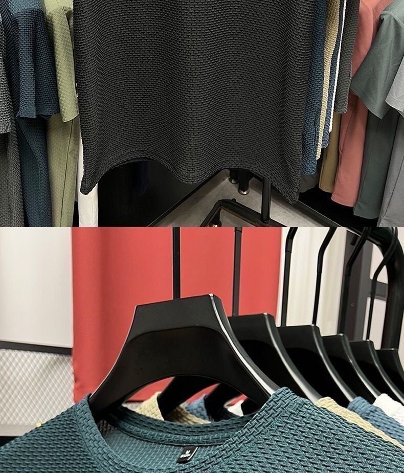 Maglietta da uomo in seta ghiacciata, manica corta, 2025, nuova estate, in jacquard di bambù, traspirante, elasticizzata, versatile_voghion.com