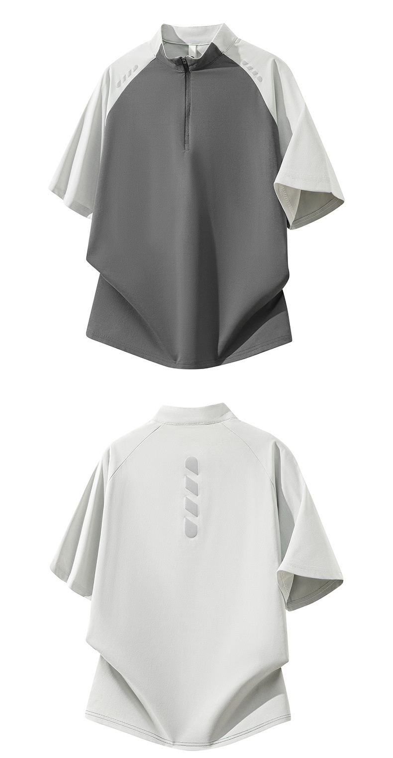 boy Boy Half-Zip Outdoor Sports Long Sleeve Quick-Dry Autumn Sun Protection Reflective Men's Running Fitness Basketball Shirt_voghion.com