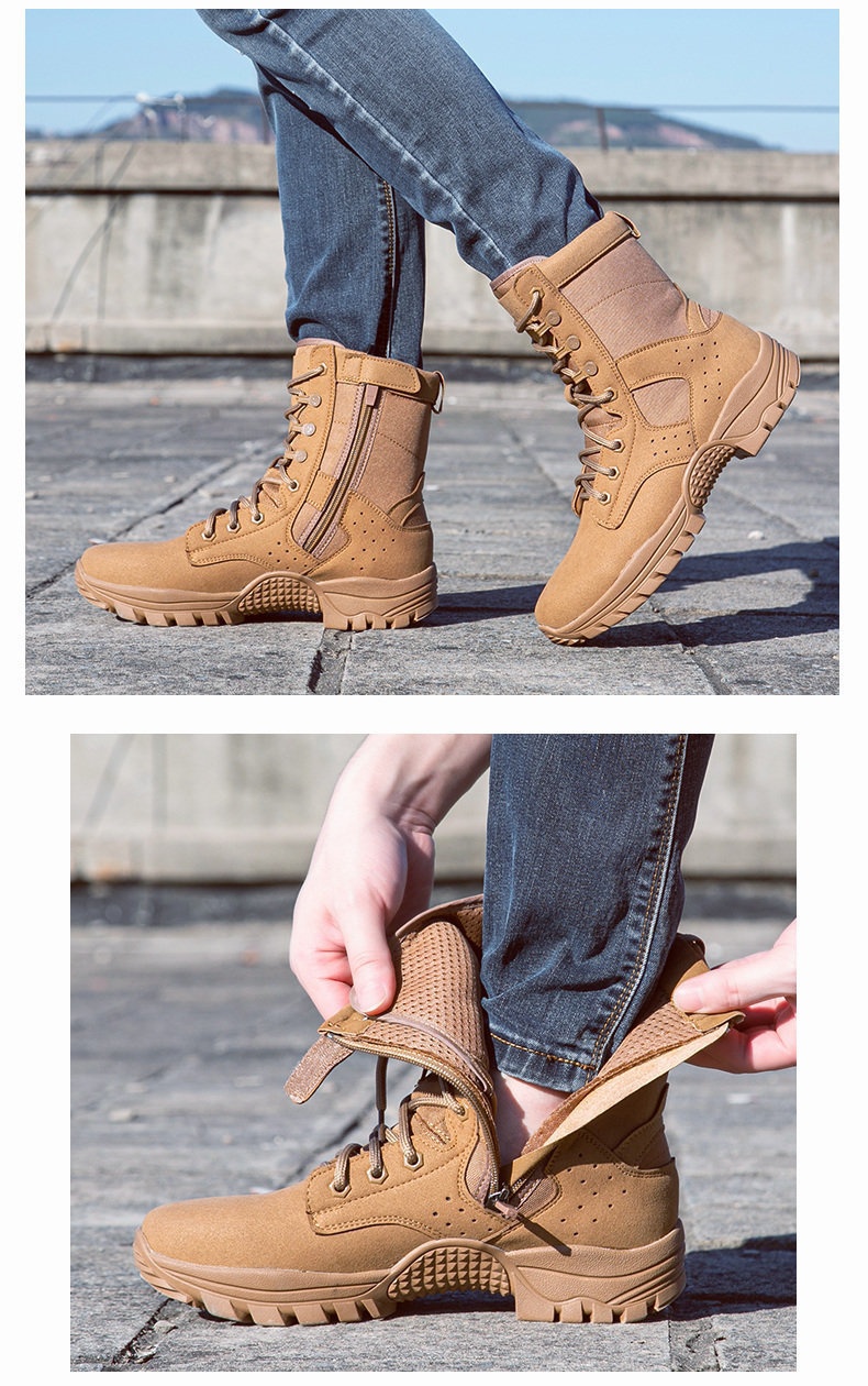 ShoeGlobe Stivali da lavoro tattici alti, antiscivolo, ammortizzanti, sottili, con tomaia in mesh, impermeabili, traspiranti, scarpe da trekking_voghion.com