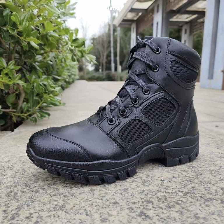 ShoeGlobe Scarpe da arrampicata alte in vera pelle, impermeabili, antiscivolo, resistenti all'usura, ultraleggere, da combattimento, con cerniera, per attività all'aperto_voghion.com