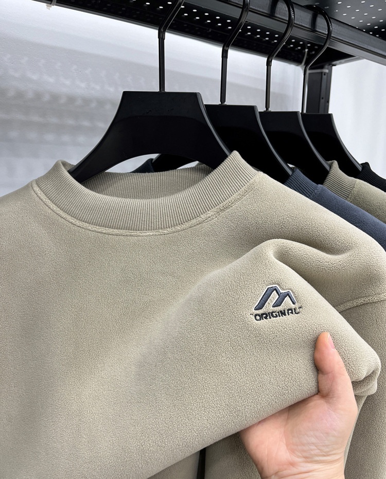 Felpa invernale da uomo con fodera in pile autoriscaldante, spessa, antifreddo, con scollo rotondo, [lana di alpaca] Bestseller_voghion.com